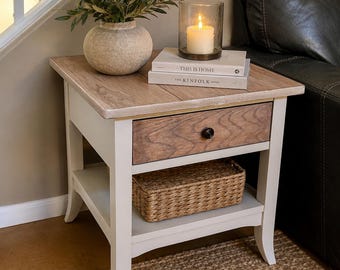 Modern Organic Solid Wood Side Table End Table