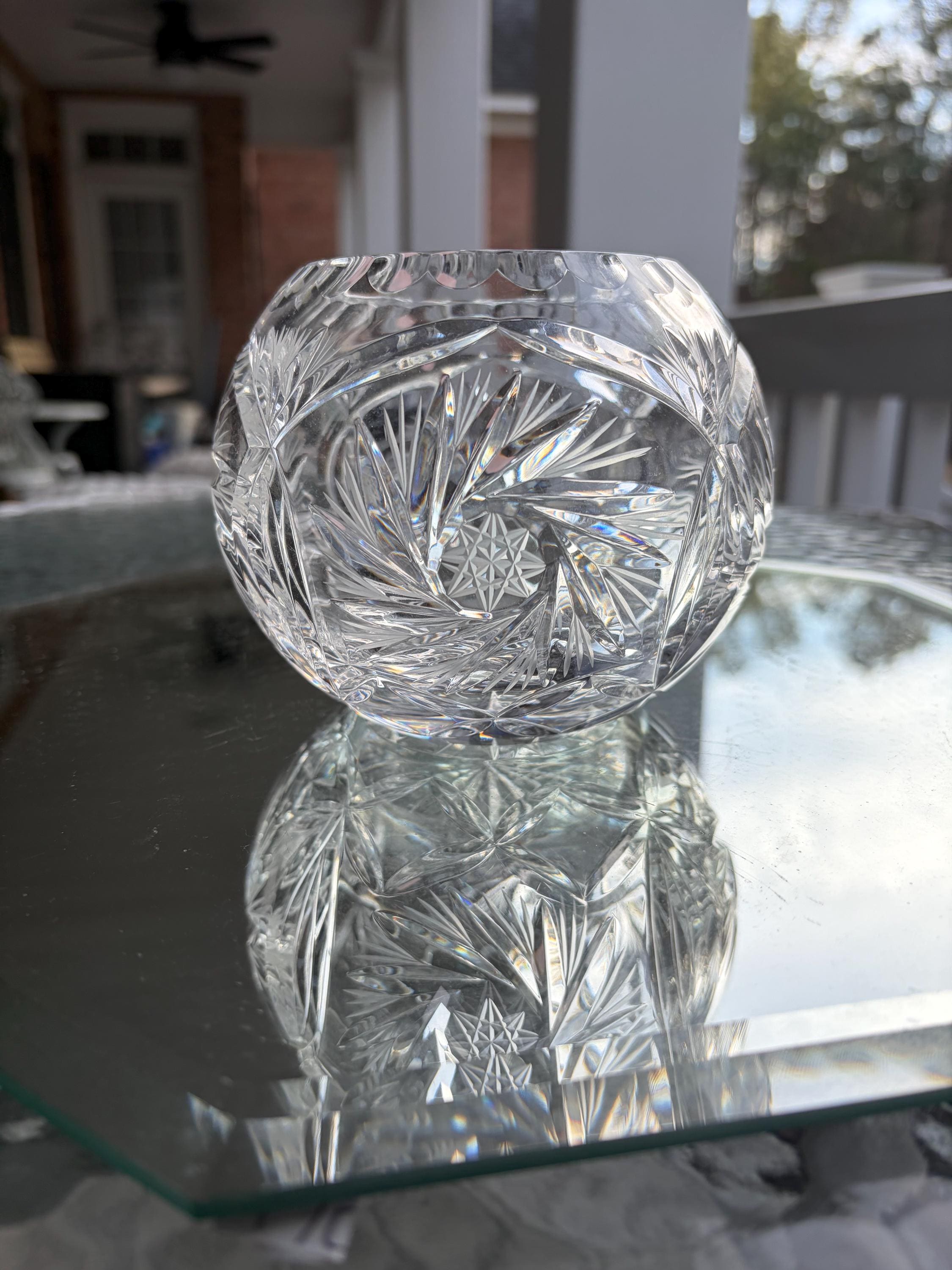 Lead Crystal Rose Bowl - Etsy