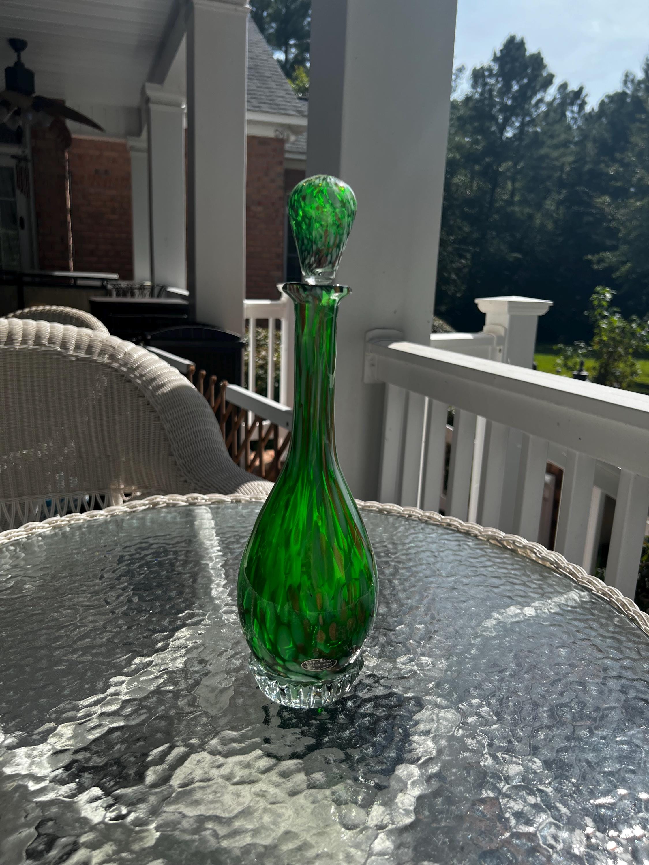 Murano Wine Glass Green Gold - Etsy