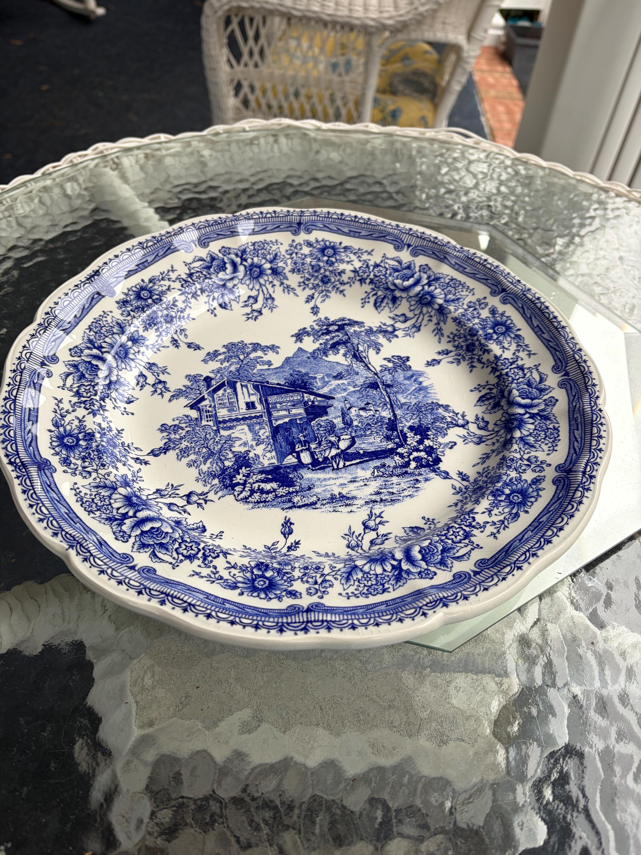 Lunéville　K&G　CHINA　手書きのプレート K&G Luneville リュネヴィル BLEVET ディナー皿 平皿 φ23cm フランス