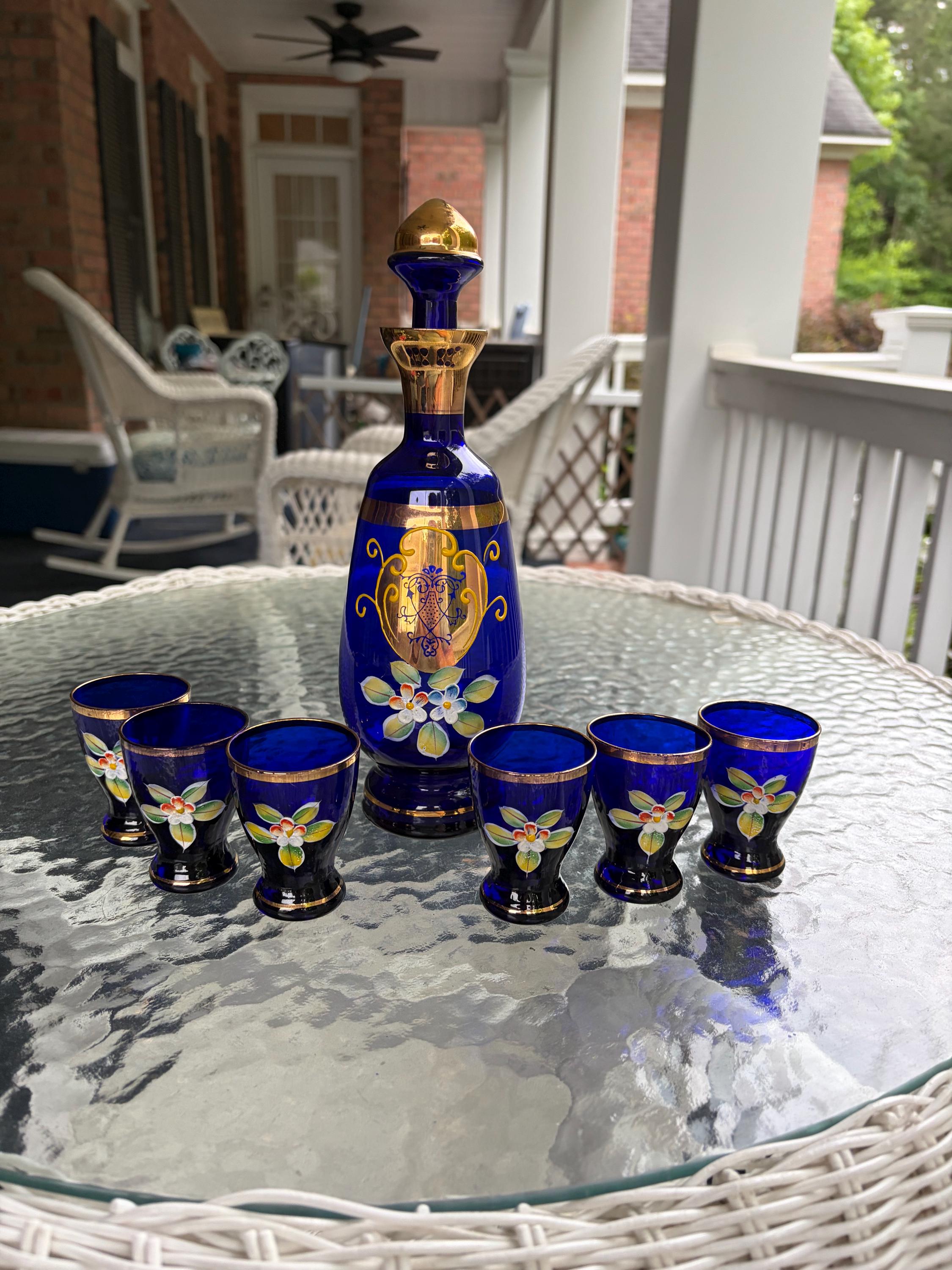 Murano Glass Decanter Blue Gold - Etsy