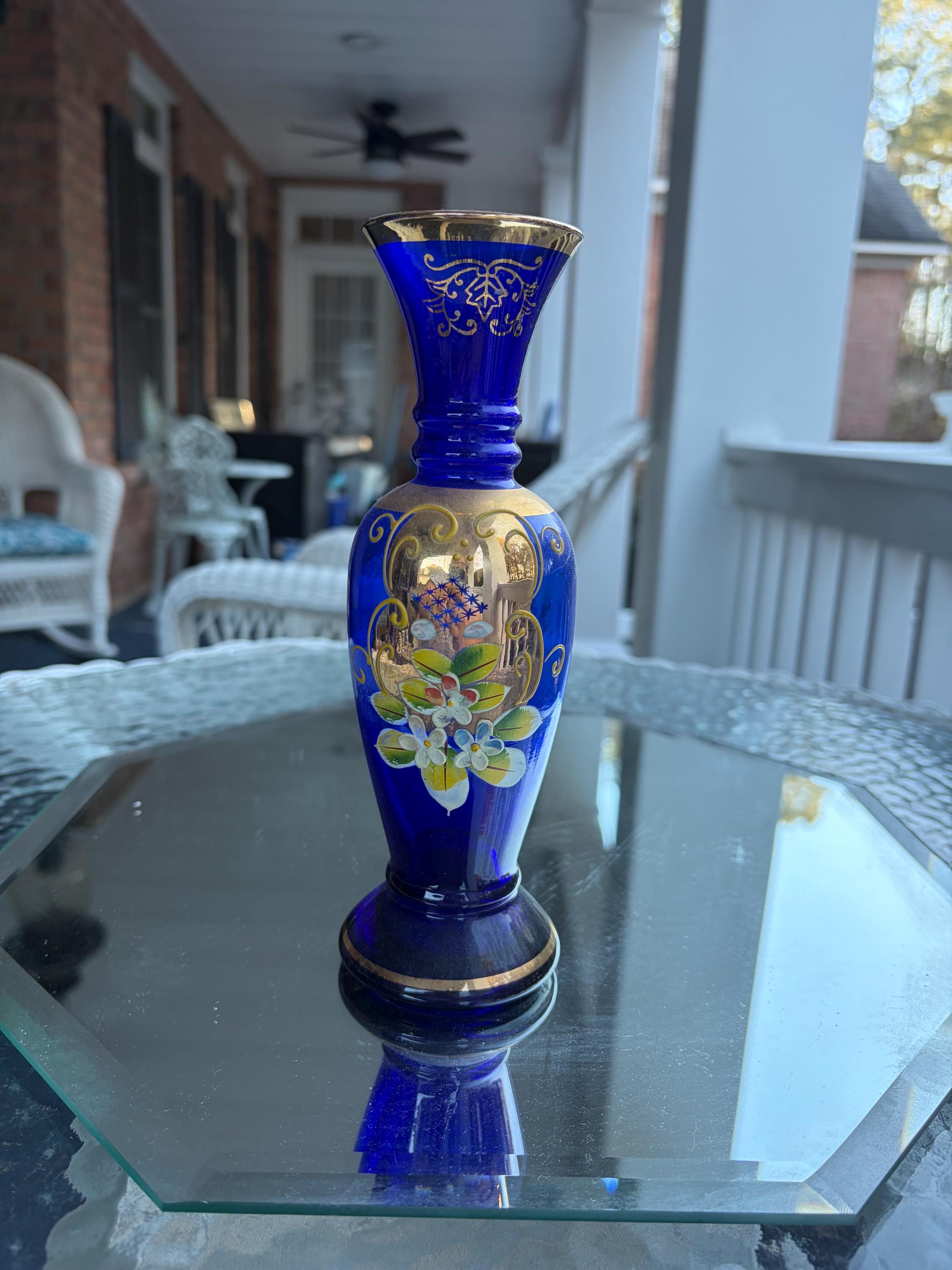 Venetian Blue Gold Vases - Etsy