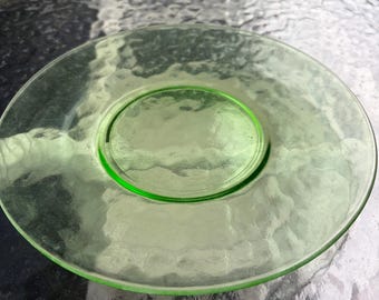 Vintage Green Vaseline Glass, Uranium Glass Depression Glass Plate