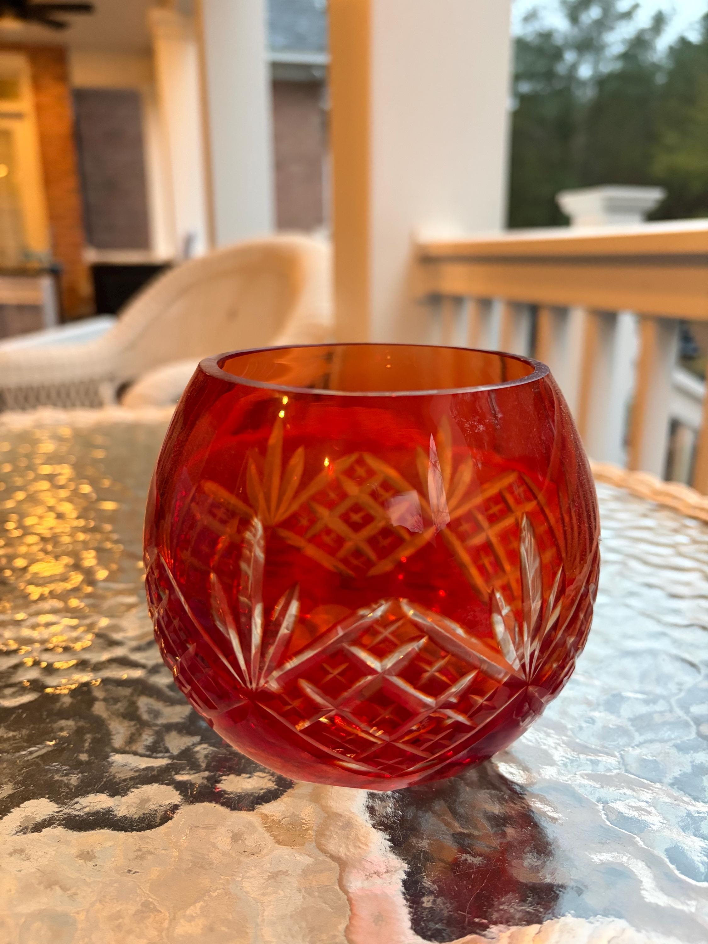 Stylebuilt ヴィンテージ ガラス ローズ柄 ボトル (#2601) Rose Cut Glass Bowl - Etsy