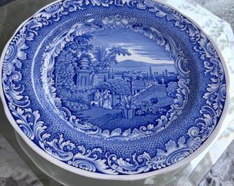 Vintage Spode Blue Room Collection “Byron Views” Blue Transferware Dinner Plate