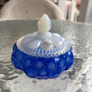Fenton Blue Trinket Box - Etsy