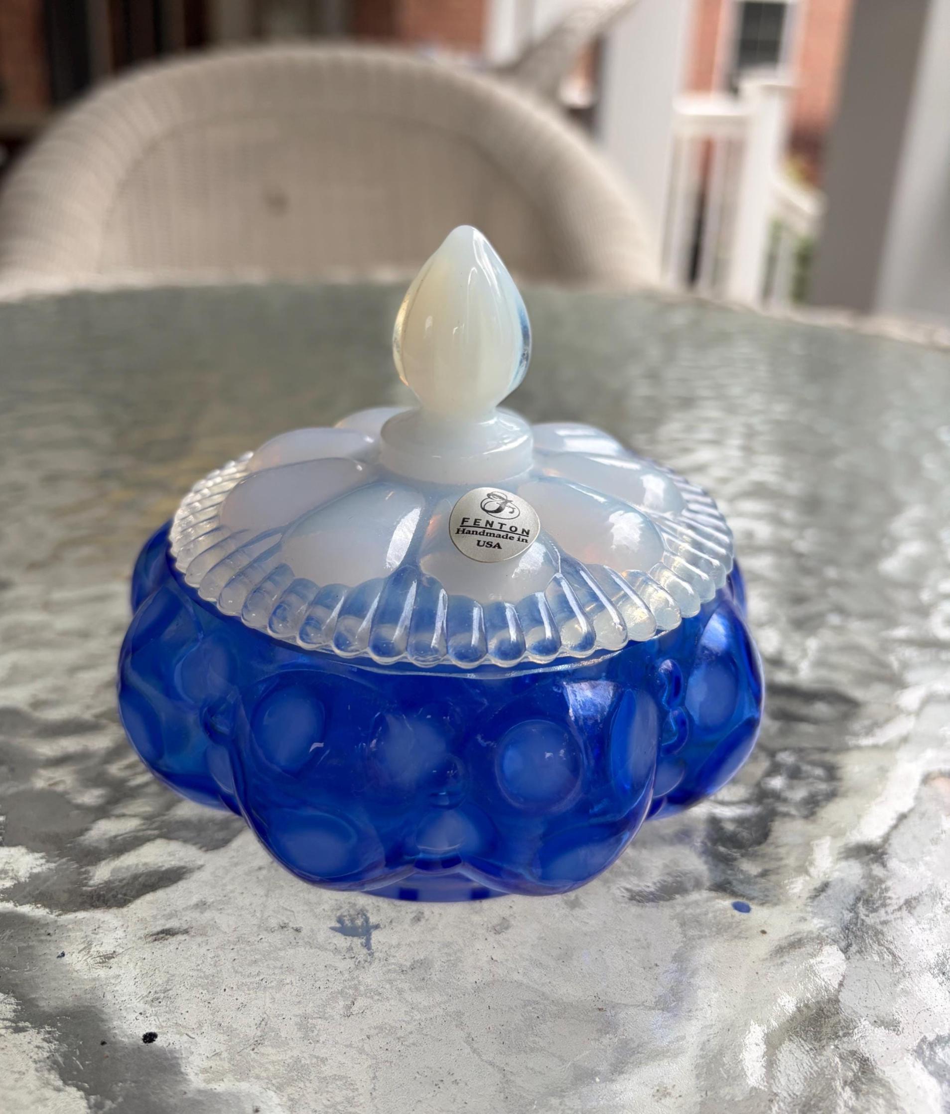 Fenton Blue Trinket Box - Etsy