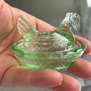ヴァセリン調 ガラスソルトディッシュ Vaseline Glass Hen on Nest - Etsy