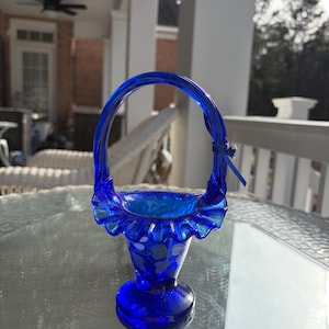Fenton Cobalt Blue Basket - Etsy