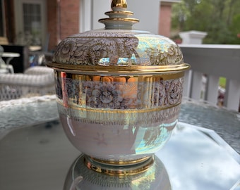 Lovely Vintage Thai Temple- Style Covered Bowl or Candy Bowl Gold Accenting