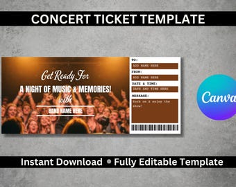 Editable Concert Ticket Template | DIY Music Event Pass (Digital Download)