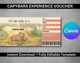 Capybara Geschenkgutschein | Ausdruckbare Karte für die Tierbegegnung
