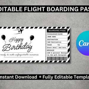 Print at Home Editable Boarding Pass Template | Editable on Canva | Personalized Travel Ticket