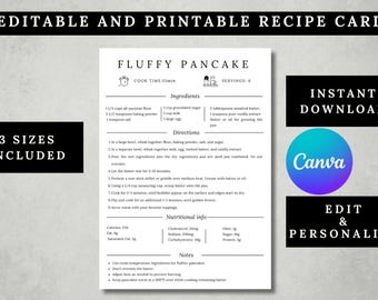 Modern Recipe Card Template | Printable A4 US Letter 5x7