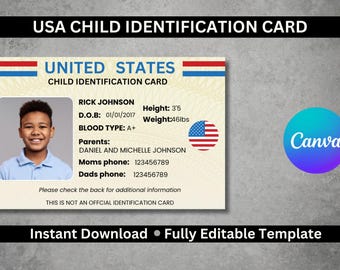 Emergency Contact Card for Kids | Printable Wallet Child ID