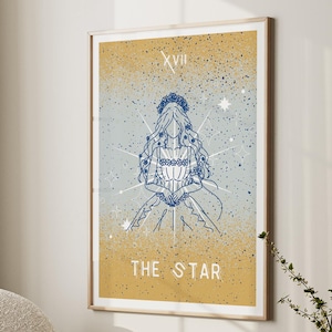 L'affiche d'astrologie de carte de tarot des étoiles, impression du zodiaque grimoire, décoration païenne, déco indé des arcanes, Constellation, cadeau d'art mural preppy spirituel