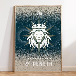 Carta de Tarô de Força Astrologia Pôster Grimório Zodíaco Impressão Pagã Decoração Celestial Arcana Indie Decoração de Quarto Espiritual Preppy Arte de Parede Presente
