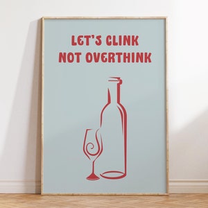 Let's Clink wijnposter indie kamer decor wijn middelpunt alcohol poster galerij muur Y2K kamer decor barwagen kunst preppy muur kunst cadeau