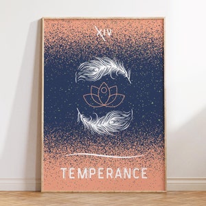 Carte de tarot de tempérance, affiche d'astrologie, impression du zodiaque grimoire, impression du zodiaque, décoration païenne, déco indé des arcanes, Constellation, art mural BCBG spirituel