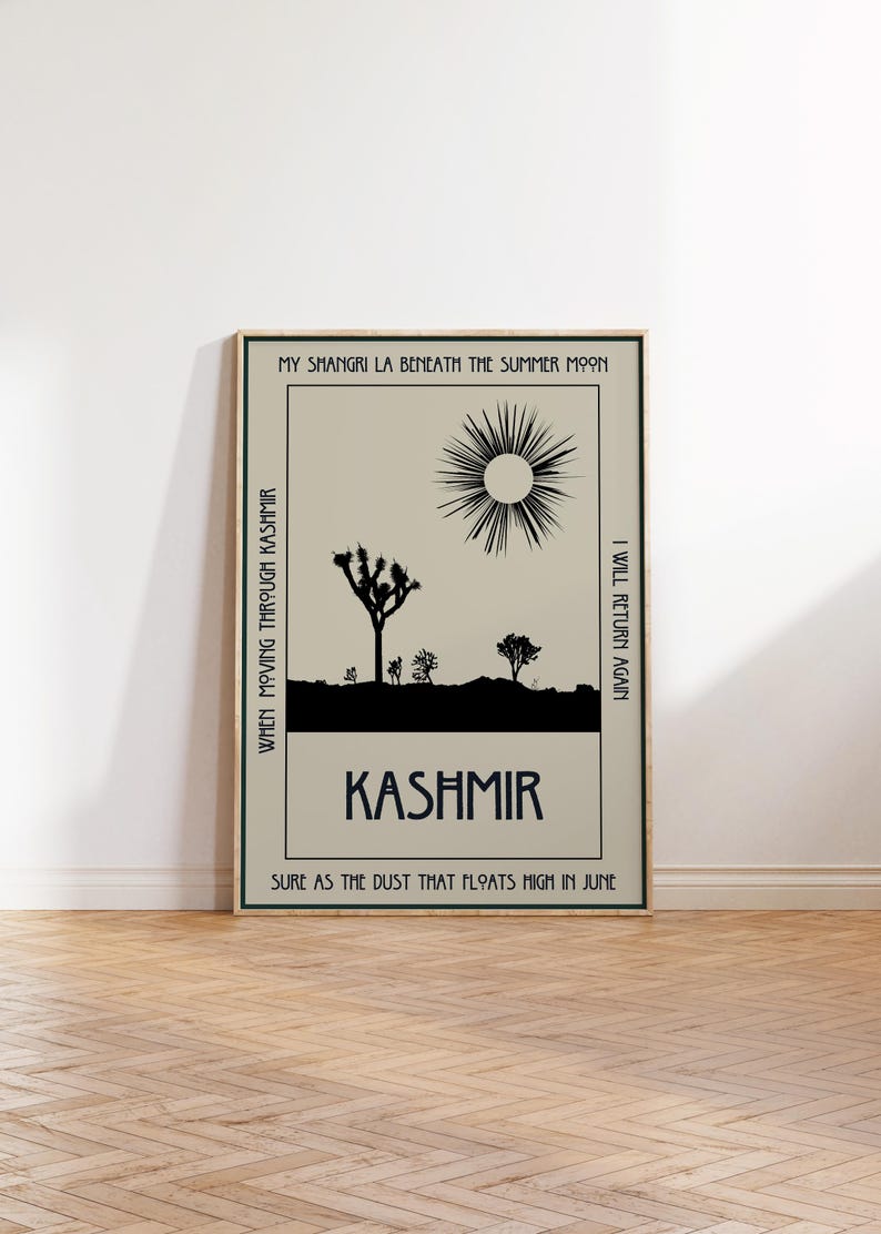 Kashmir Led Zeppelin Poster Song Lyric Wall Art Rock Music Poster Song Lyrics Digital Print Music Wall Art Gift Music Lyrics Rock Music image 7