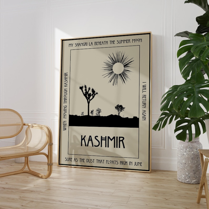 Kashmir Led Zeppelin Poster Song Lyric Wall Art Rock Music Poster Song Lyrics Digital Print Music Wall Art Gift Music Lyrics Rock Music image 1