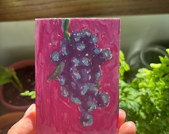 Peinture originale signée ACEO-raisins pastel à l'huile