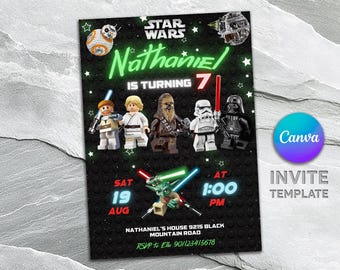 Printable Birthday Invitation, Star invite, wars invitation, darth vader birthday party, Instant Download stormtrooper invitation