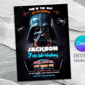 Printable Birthday Invitation, Star invite, wars invitation, darth vader birthday party, Instant Download stormtrooper invitation
