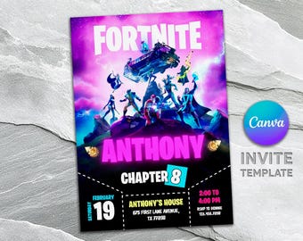 Printable birthday invitation, Boy Gamer invitation, editable invite template, video game party, tennager boy birthday, instant download