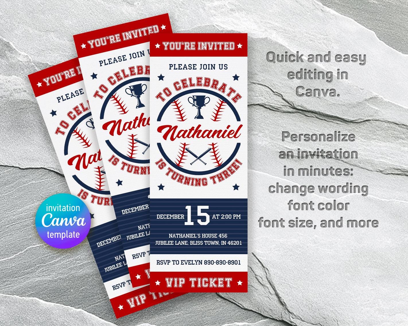Baseball invitation, mlb birthday invite, Printable editable sports ticket invite template, rookie of year, all-star show party