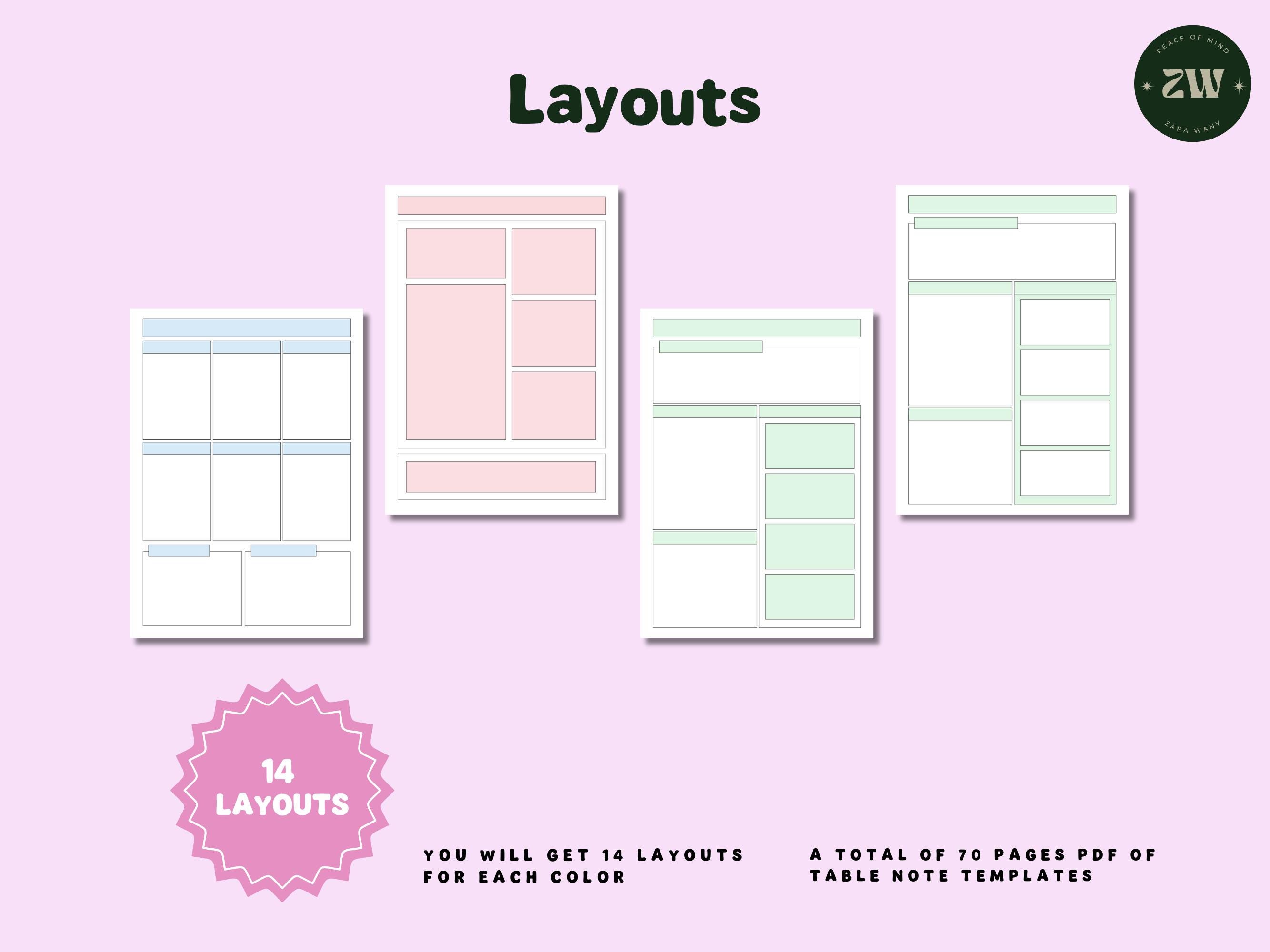Pastel Boxing Note Taking Templates: A4 & US Letter (digital Download ...
