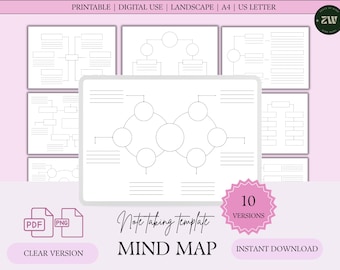 Mind Map Note Taking Templates: Printable Study Notes (PDF & PNG)