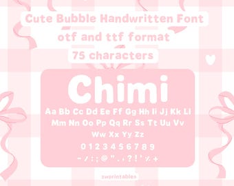 Chimi Bubble Handwritten Font | Kawaii Pastel Typeface (PDF Bonus)