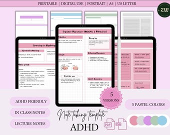 ADHD Note Taking Templates: Focus-Friendly Study Sheets (Printable + Digital Download)