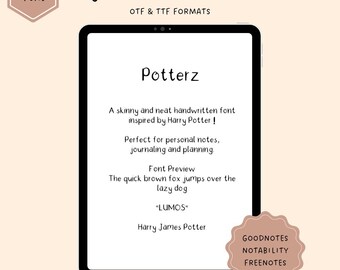 Potterz Handwritten Font: Skinny Digital Font (OTF & TTF)