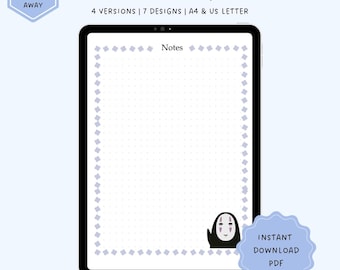 Spirited Away Note Templates: Kawaii Anime Paper (PDF)
