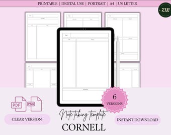 Portrait Boxing Theme Cornell Notes Templates: 6 Layouts (Digital PDF Download)