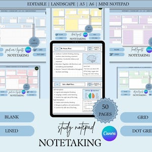 Bearbeitbarer Notizblock: A5 A6 Querformat (Canva Template)