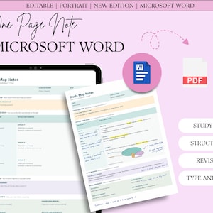Può includere: Un modello digitale di note per mappe di studio in formato Microsoft Word, con sezioni per argomenti, domande di approfondimento, idee chiave e ripassi. Il layout presenta intestazioni color pastello e campi per appunti accademici organizzati.
