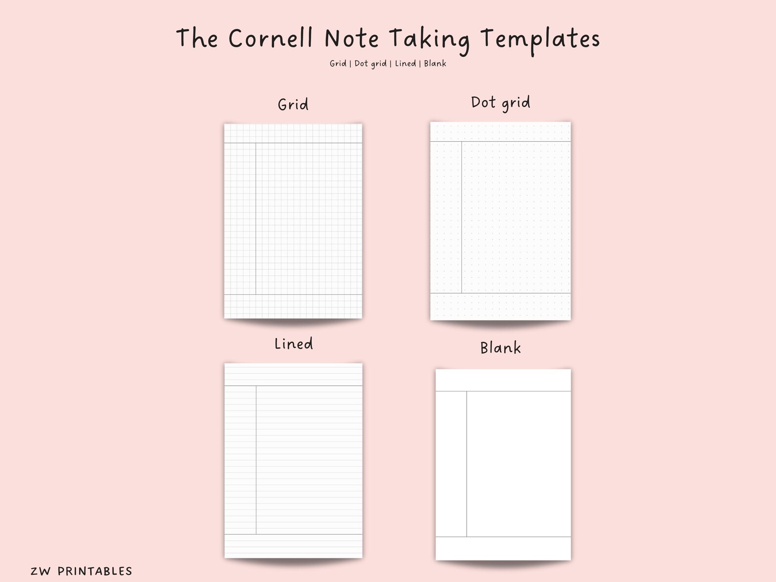 Cornell Note-taking Templates, Lecture Notes Templates, Digital Notes ...