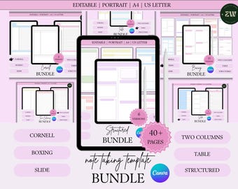 Editable Note Taking Templates: 40+ Pages, Cornell, Boxing, Slide Layouts (Canva)