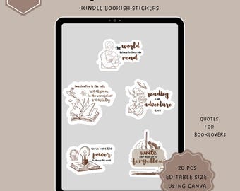 Bookish Quote Stickers: 20 PNG Designs (Digital Download)