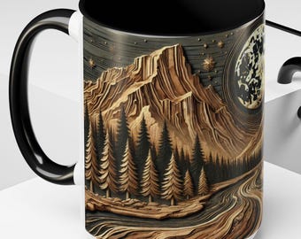 Celestial Mountain Coffee Mug: Rustic Nature Scenery