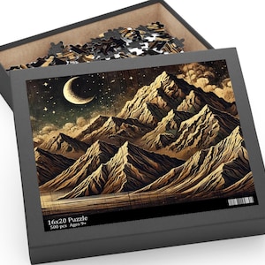 Mountain Moon Art Puzzle: Family Fun, Nature Decor (120, 252, 500-Piece)