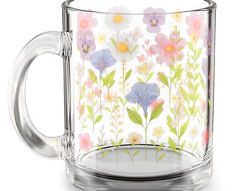 Pressed Wildflower Glass Mug: Floral Tea & Coffee Drinkware