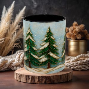 Snowy Christmas Tree Coffee Mug | Winter Wonderland Ceramic Cup