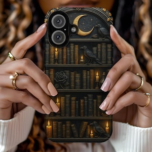 Gothic Bookshelf Phone Case: Witchy Book Lover Gift