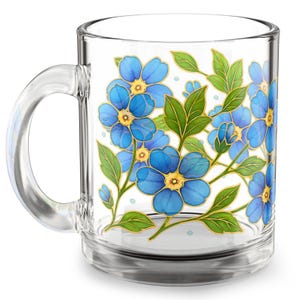 Floral Glass Mug: Charming Tea & Coffee Cup - Spring Decor