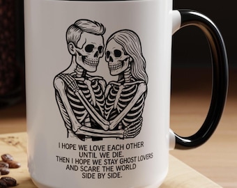 Till Death Skeleton Couple Mug Goth Love Gift Spooky Romantic Coffee Cup 11oz/15oz