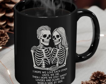 Skelettälskare svart kaffemugg: Spöklik Halloween-heminredning